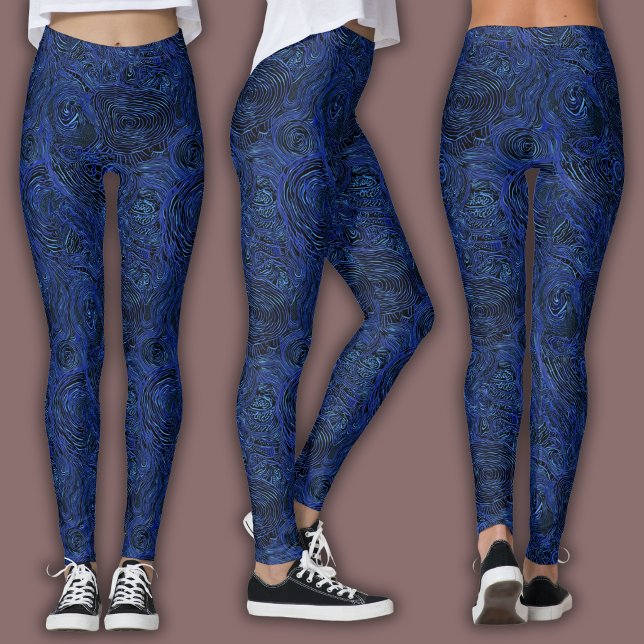 Topografisches Linienmuster | Mitternachts Saphir Leggings (Von Creator hochgeladen)