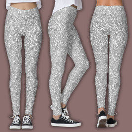 Topografisches Linienmuster | Weiß und Schwarz Leggings