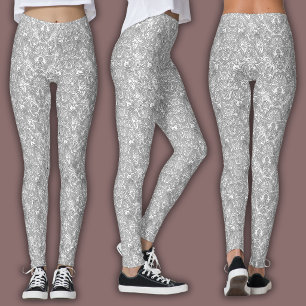 Topografisches Linienmuster   Weiß und Schwarz Leggings