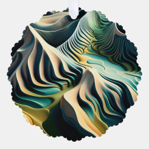 Topographic Currents Ornament Karte