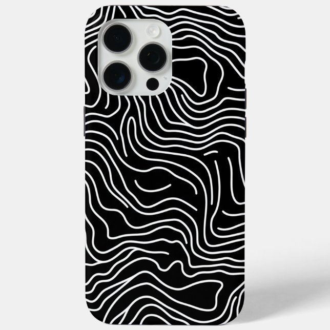 Topographic Line Art in Black 🗺️ Case-Mate iPhone Hülle (Rückseite)