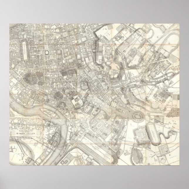 Topographic Map of Ancient Rome, Italy Poster (Vorne)