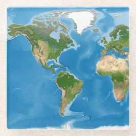 Topographic World Map Earth Illustration Glasuntersetzer