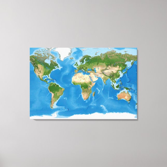 Topographic World Map Earth Illustration Leinwanddruck (Vorderseite)