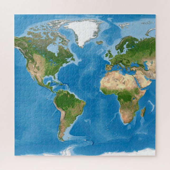 Topographic World Map Earth Illustration Puzzle (Vertikal)