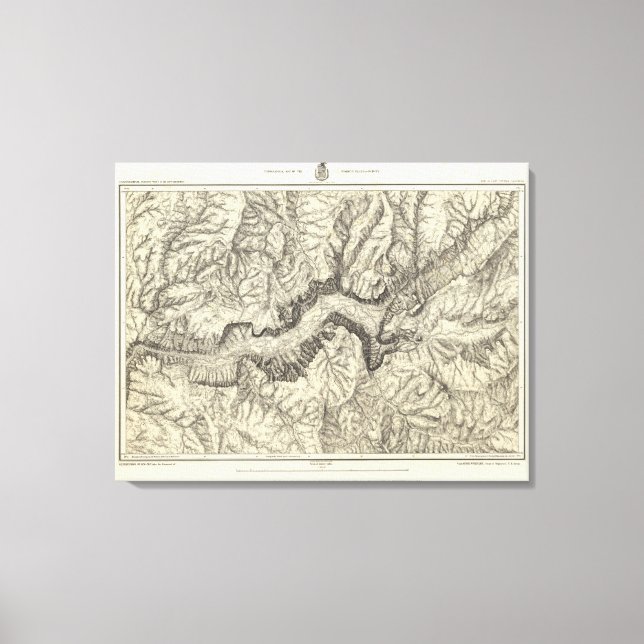 Topographical Map of The Yosemite Valley Leinwanddruck (Vorderseite)