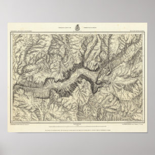 Topographical Map of The Yosemite Valley Poster