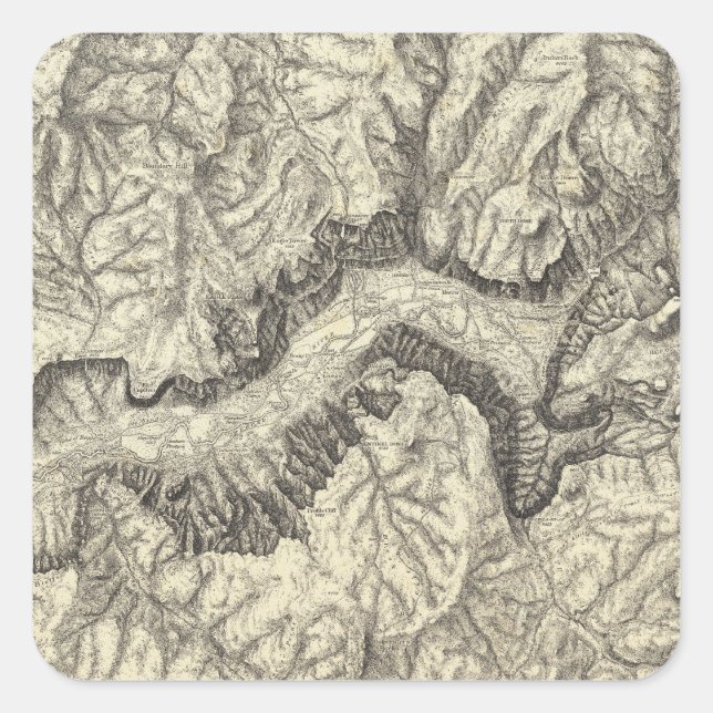 Topographical Map of The Yosemite Valley Quadratischer Aufkleber (Vorderseite)