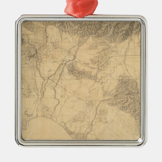Topographie von Los Angeles und San Bernardino Silbernes Ornament (Vorne)