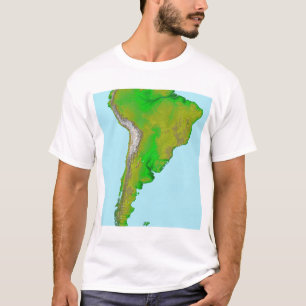 Topographische Ansicht von Südamerika T-Shirt