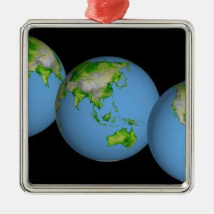 Topographische Ansichten der Welt Silbernes Ornament