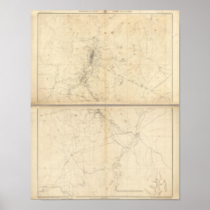 Topographische Karte der Washoe Bergbau-Region Poster