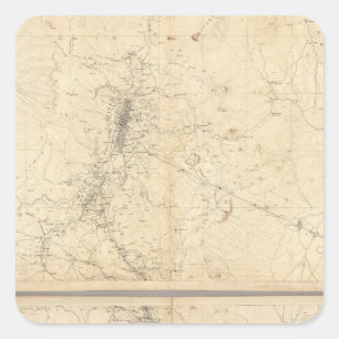 Topographische Karte der Washoe Bergbau-Region Quadratischer Aufkleber