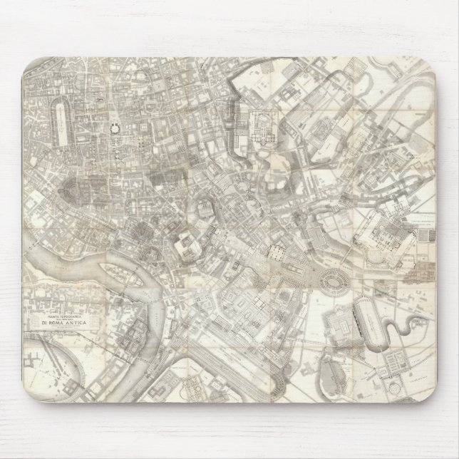 Topographische Karte des antiken Rom, Italien Mousepad (Vorne)