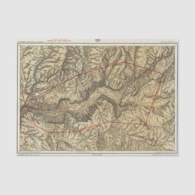 Topographische Karte des Yosemite-Tales 2 Seidenpapier (Vorderseite)
