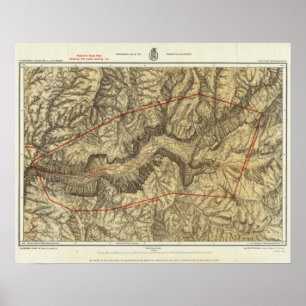 Topographische Karte des Yosemite-Tales Poster