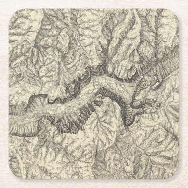Topographische Karte des Yosemite-Tales Rechteckiger Pappuntersetzer (Vorderseite)