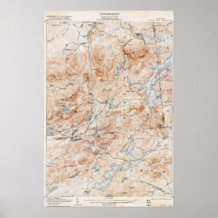 Topographische Karte Vintager Tupper See-New York Poster
