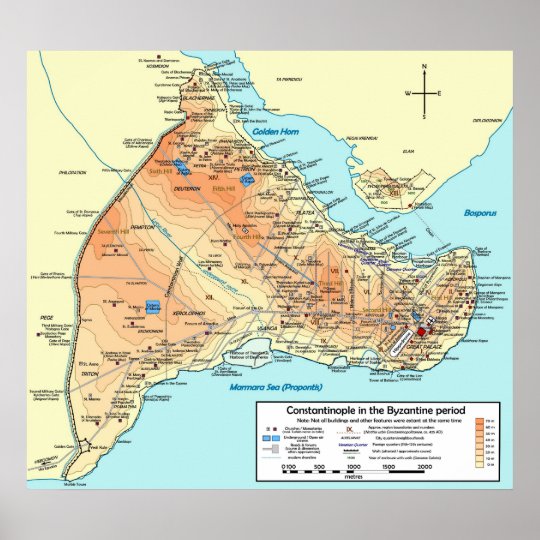 Topographische Karte Von Konstantinopel Byzantiner Poster Zazzle At