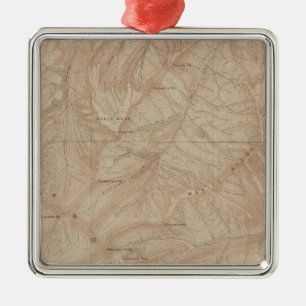 Topographische Karte, Yellowstone National Part, W Silbernes Ornament
