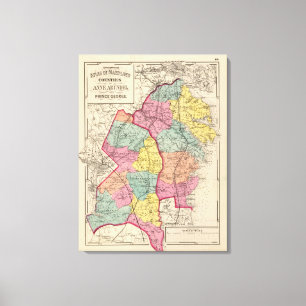 Topographischer Atlas von Maryland-Landkreisen 4 Leinwanddruck