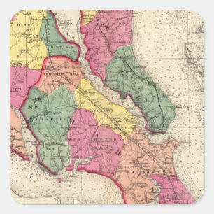 Topographischer Atlas von Maryland-Landkreisen 6 Quadratischer Aufkleber