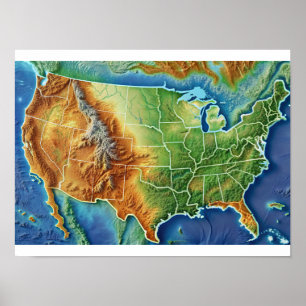 Topographisches US-Kartenplakat Poster