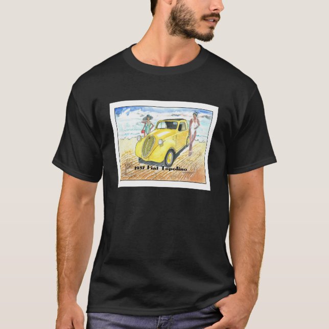 Topolino Fiat 1937 Wasserfarbe in Italien gemacht. T-Shirt (Vorderseite)