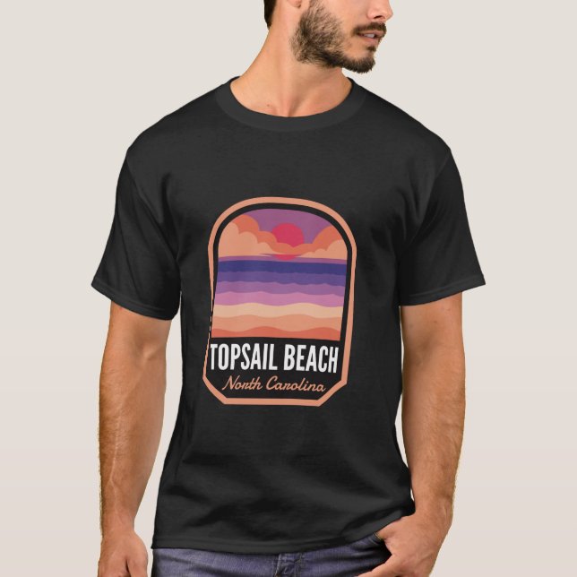 Topsail Beach NC Retro Sunset T-Shirt (Vorderseite)