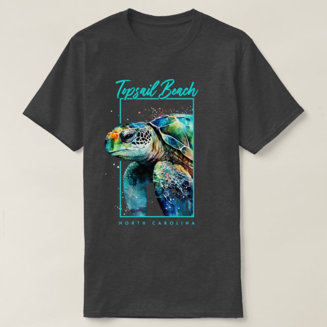 Topsail Beach North Carolina Aquarellmeerschildkrö T-Shirt (Design vorne)