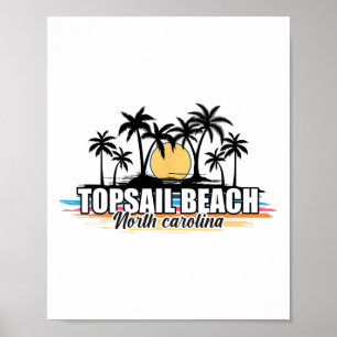 Topsail Beach North Carolina Retro-Surferstrand F Poster