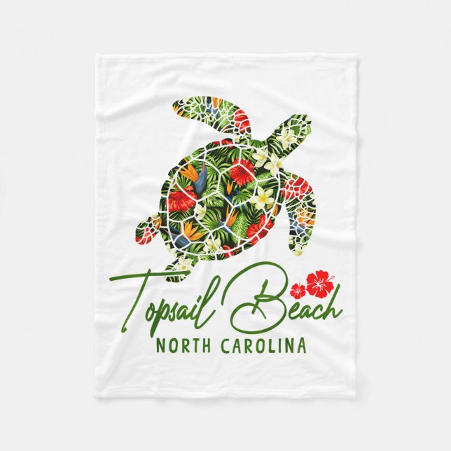 Topsail Beach North Carolina Sea Turtle Tropical H Fleecedecke (Vorderseite)