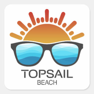 Topsail Beach North Carolina Sonnenbrille Quadratischer Aufkleber