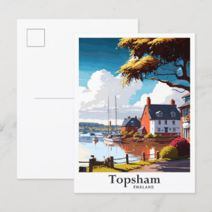 Topsham England Kunst Vintage Reiseillustration Postkarte