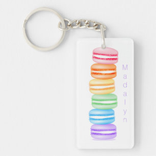 topsy turvy rainbow macarons personalisiert schlüsselanhänger