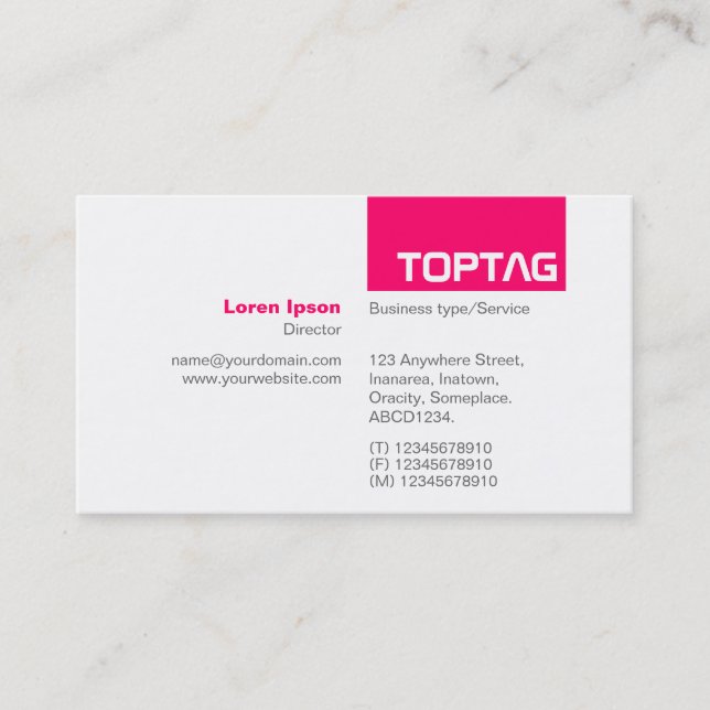 TopTag v2 - Neon Red Visitenkarte (Vorderseite)