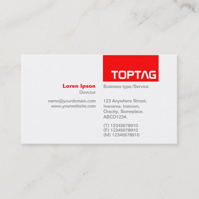 TopTag v2 - Rot Visitenkarte (Vorderseite)