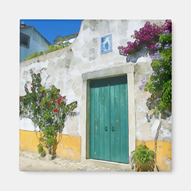 Tor aus grün-grünem Holz Magnet (Vorne)