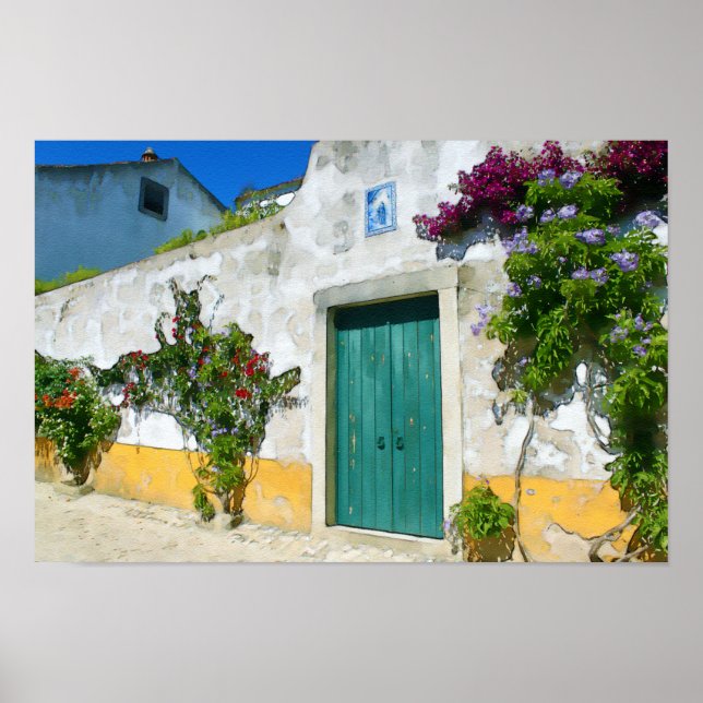 Tor aus grün-grünem Holz Poster (Vorne)