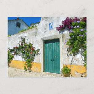 Tor aus grün-grünem Holz Postkarte