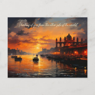 Tor in der alten indischen Stadt Ölmalerei Postkarte