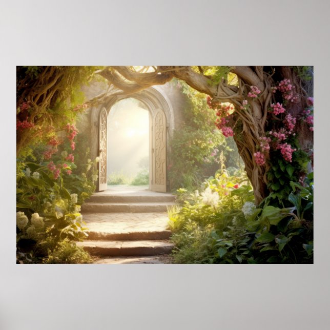 Tor In ruhiger Gartenanlage Entspannen Inspiriert Poster (Vorne)