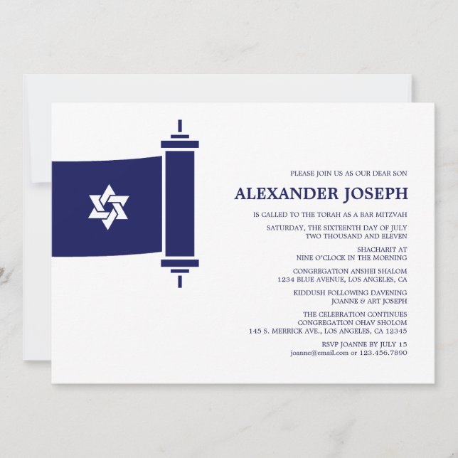 Torah Bar Mitzvah Einladung (Vorderseite)