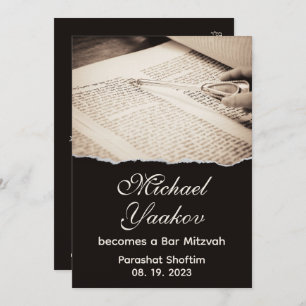 Torah Elegant Hebrew Bar Mitzvah Einladung