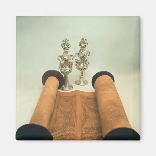 Torah Rolle mit silbernen Krone Finials Magnet