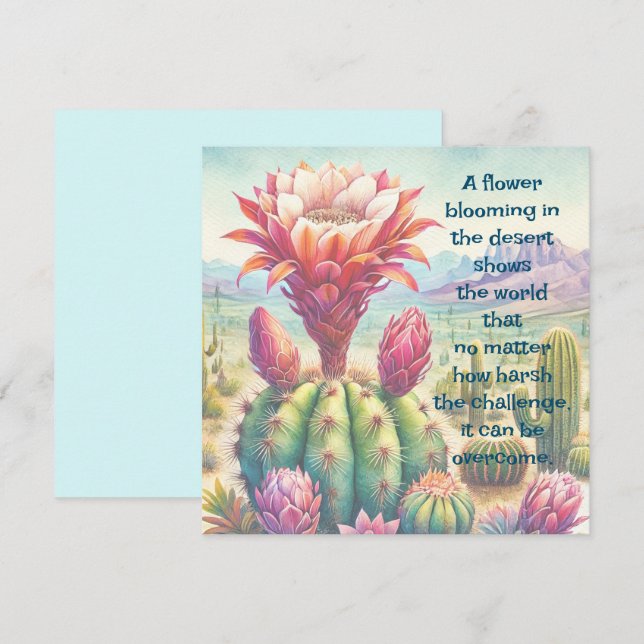 Torch Cactus Blume & Quote Karte (Vorne/Hinten)