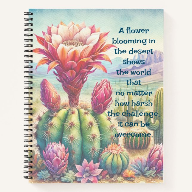 Torch Cactus Blume & Quote Notizbuch (Vorderseite)
