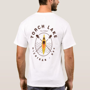 Torch Lake Michigan Kayaking Fischen Souvenirs 80e T-Shirt