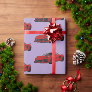 Torch Red C8 Corvette Sportwagen Handgezeichnet Geschenkpapier