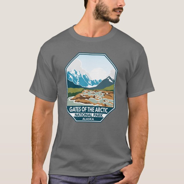 Tore des Arktischen Nationalparks Retro Emblem T-Shirt (Vorderseite)